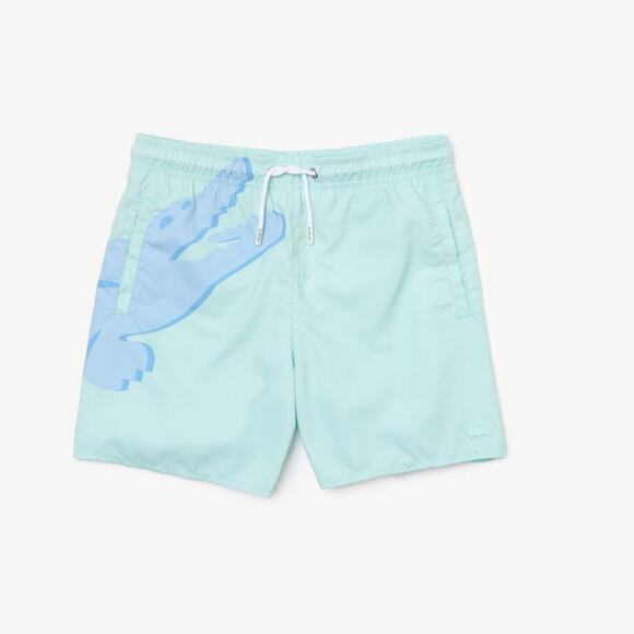 Lacoste Boys Crocodile Logo Print Light Swimming Trunks - Picture 1 of 5